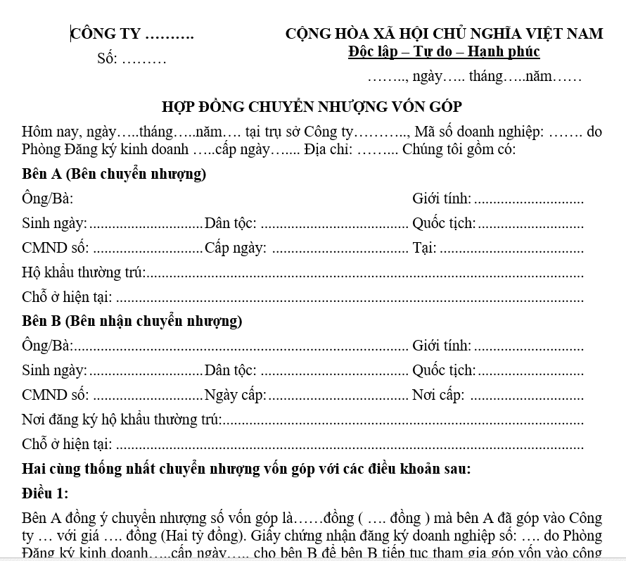 chuyển nhượng vốn