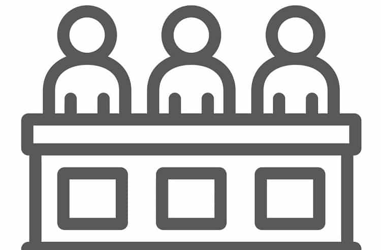 Jury Line Icon, Court And Law, Tribunal Sign, Vector Graphics, A Linear Pattern On A White Background.