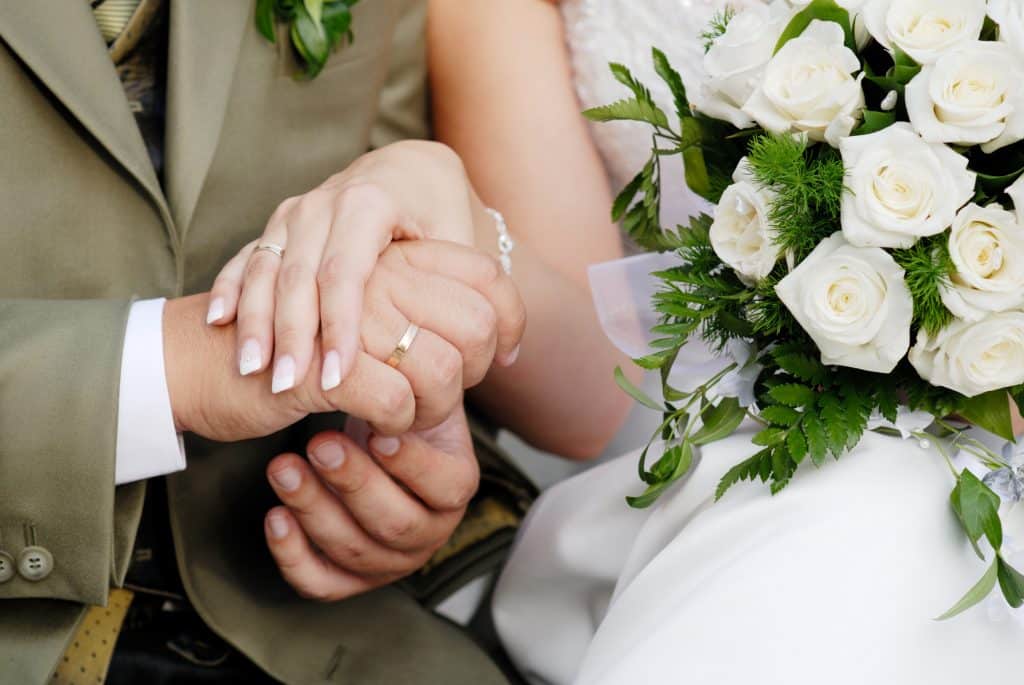 Wedding Couple Holding Hands