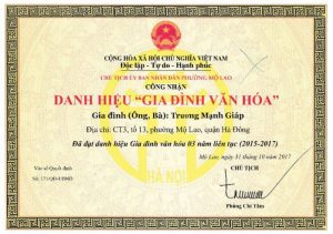 Mẫu giấy khen gia đình văn hóa tiêu biểu (Cập nhật 2023)