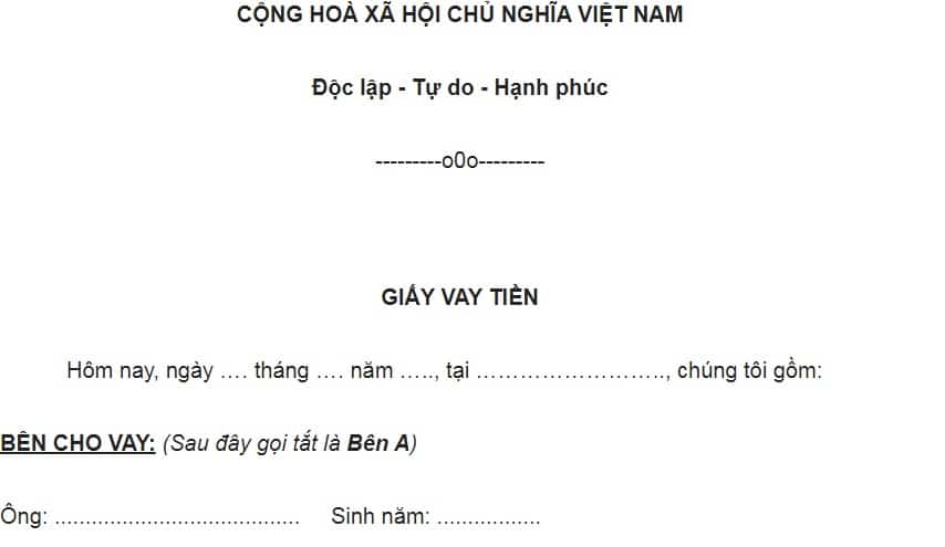 Giấy Bảo Lãnh Vay Tiền