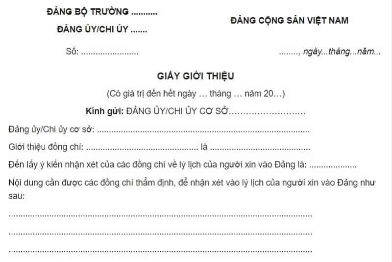 Giấy Giới Thiệu Xác Minh Lý Lịch đảng, Vieclam123.vn