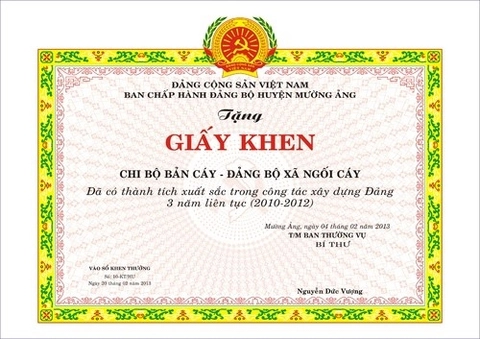 mẫu giấy khen đảng ủy xã