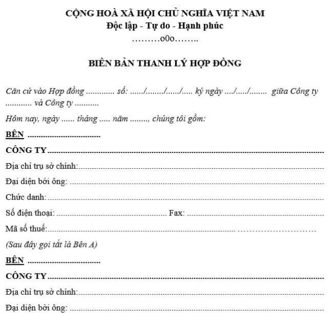 Biên Bản Hủy Hợp đồng Thiết Kế