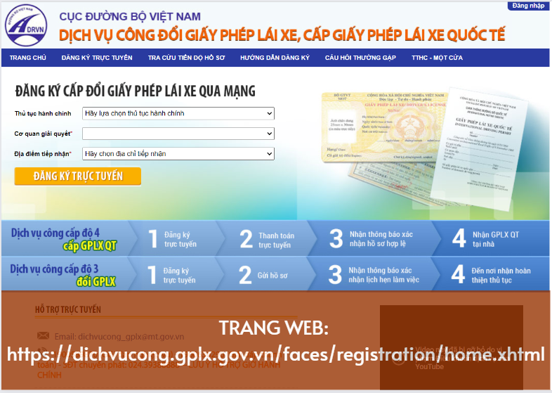 Trang web Cục đường bộ Việt Nam