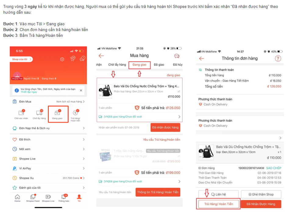 Khiếu Nại Trên Shopee