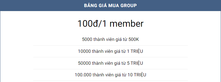 Bảng giá mua Group Facebook