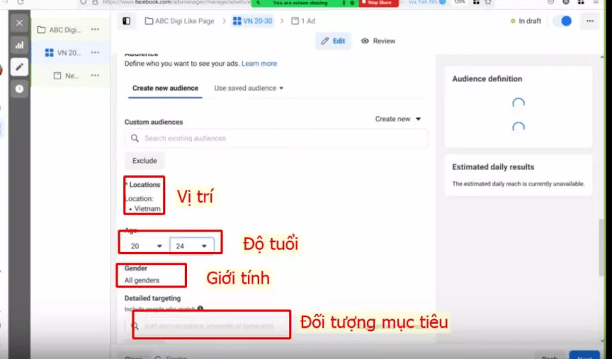Thiết lập đối tượng mục tiêu