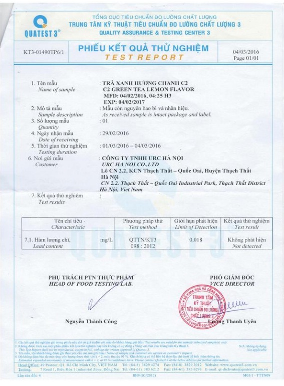 Giấy kiểm nghiệm sản phẩm hiện nay