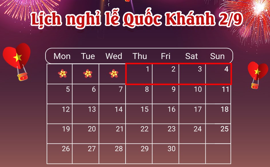 Lịch nghỉ 2/9/2022